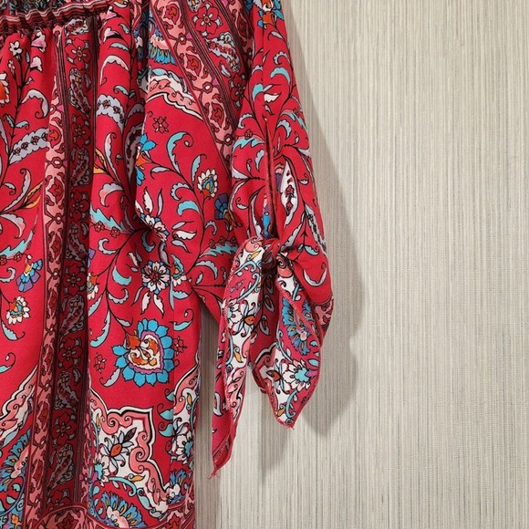 NWT Renee C. Vause Off the Shoulder Paisley print short sleeve shirt sz small - Picture 11 of 12